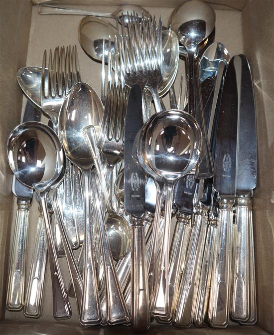 A set of plated flatware for six